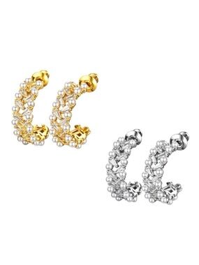 Pearl & Swarovski Crystals The Adanya Hoop Earrings